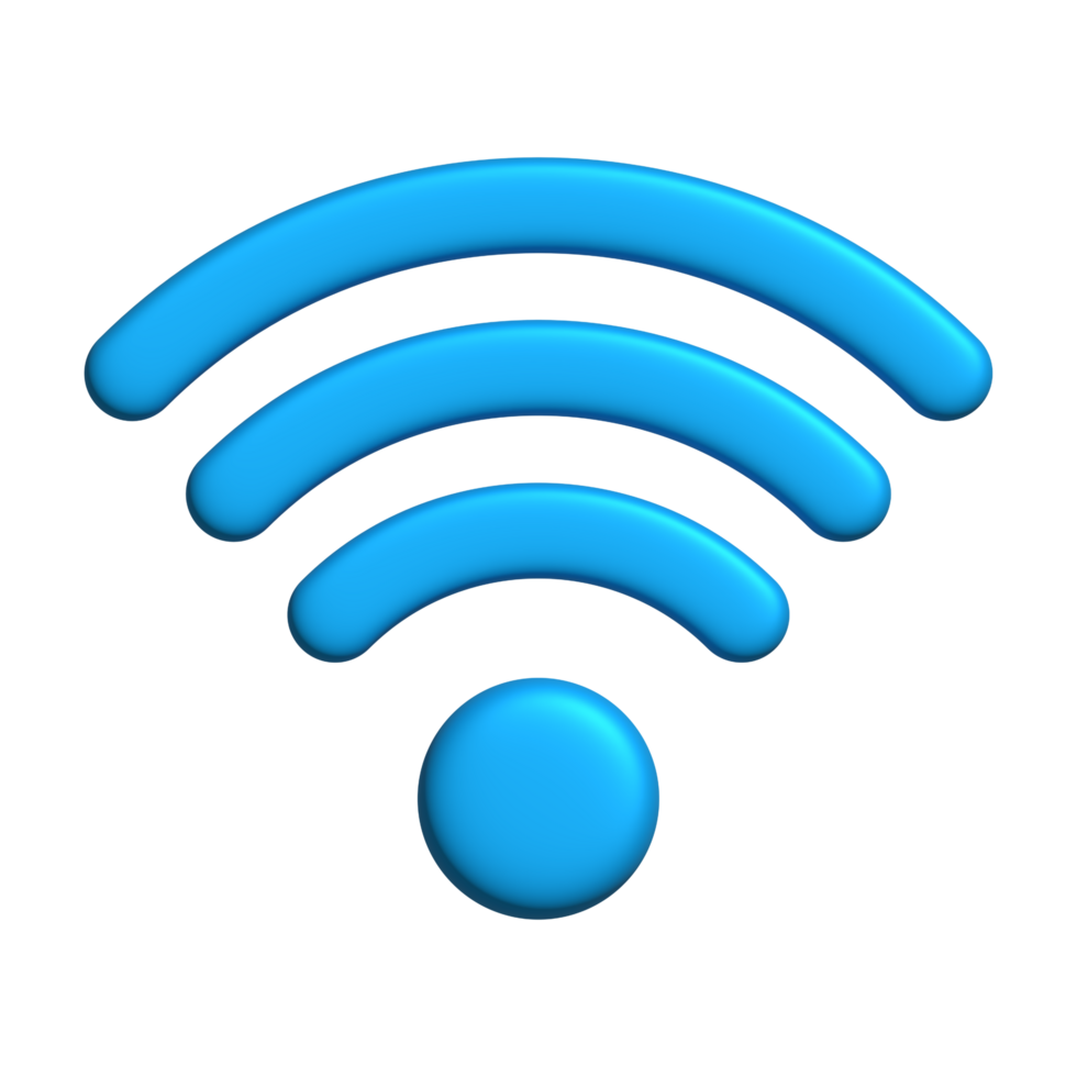Realistic 3d icon wifi sign blue color design for element png