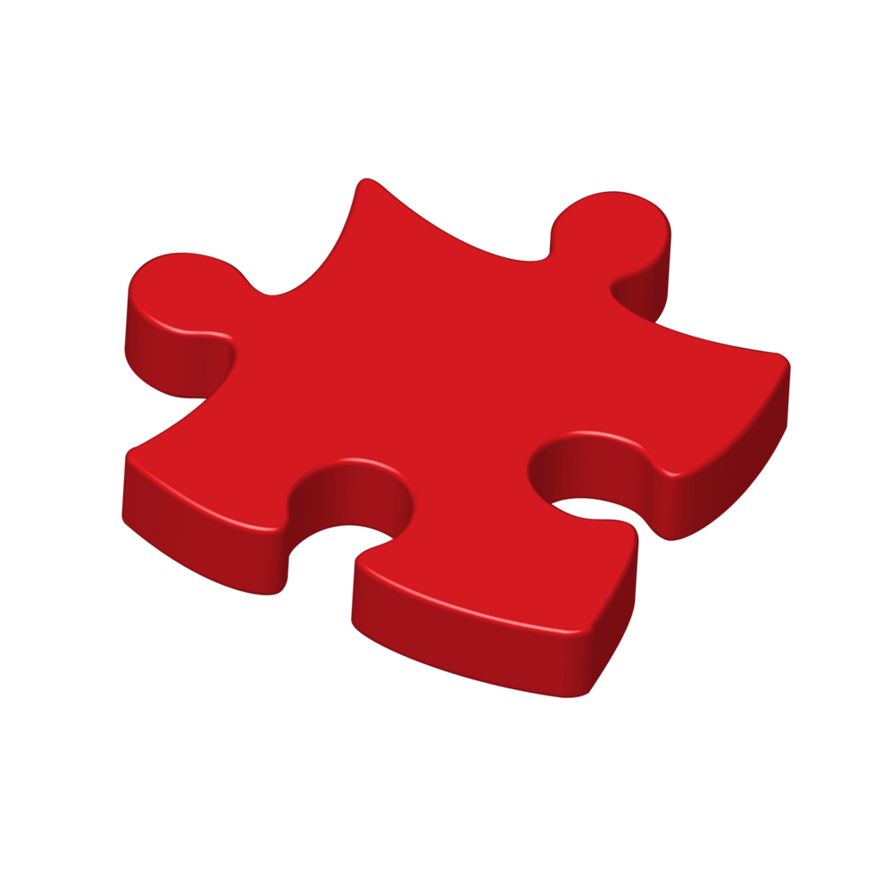 Red 3D jigsaw puzzle pieces isometric design teamwork idea business concept png