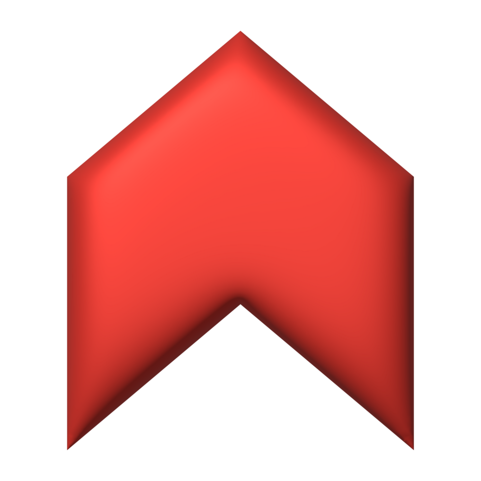 Red arrow upward direction symbol realistic 3d icon design for element png
