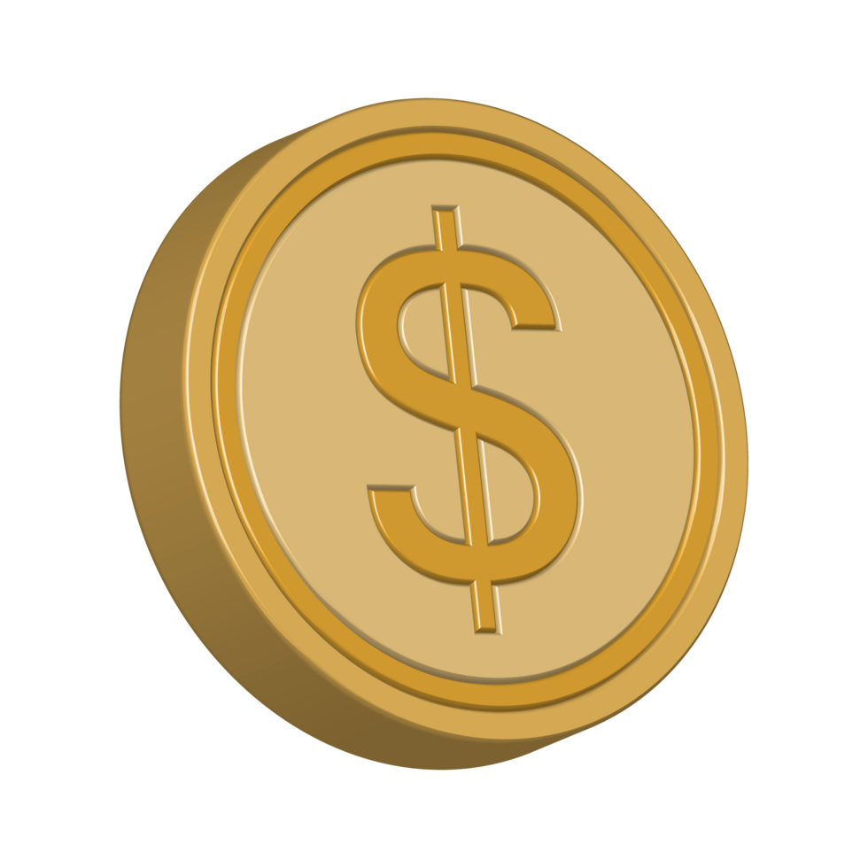 Gold coins money dollar icon realistic 3d business finance concept png