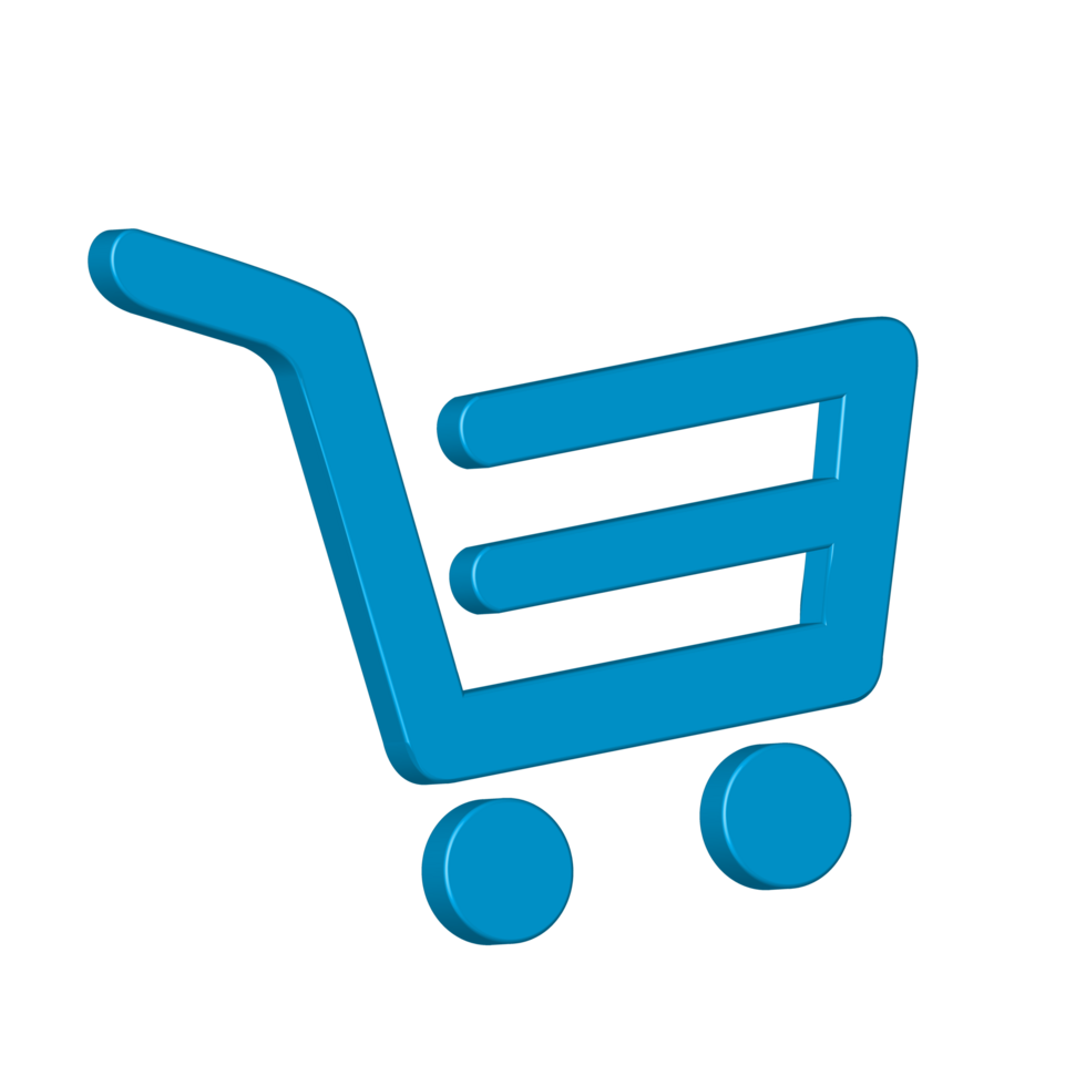 3d realistic icon blue shopping cart design for element png