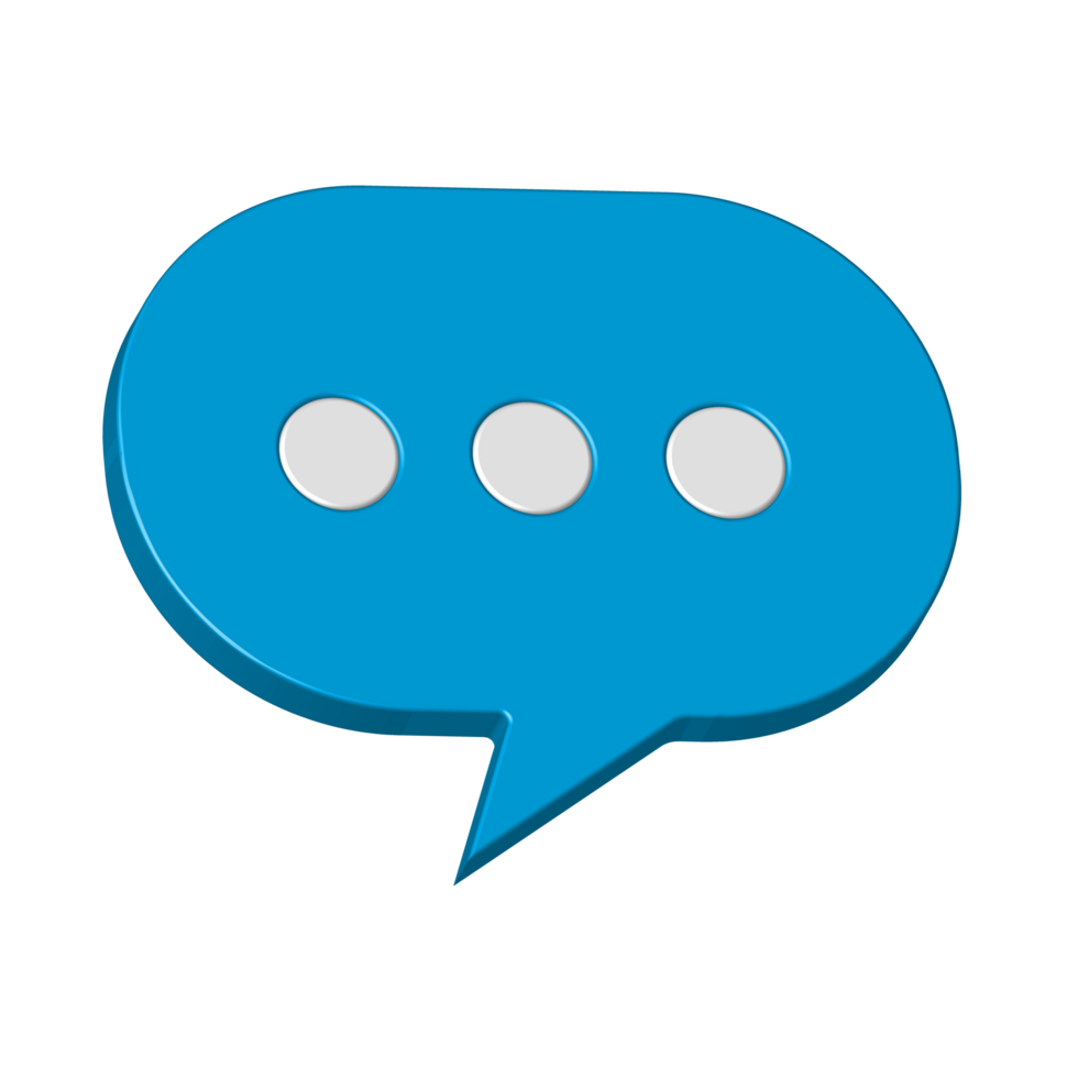 3d speech icon realistic of blue chat symbol png