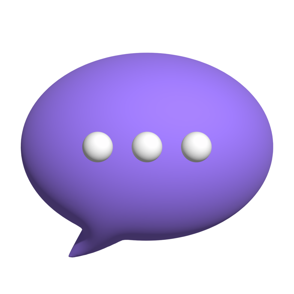 3d speech bubble icon of purple chat symbol png