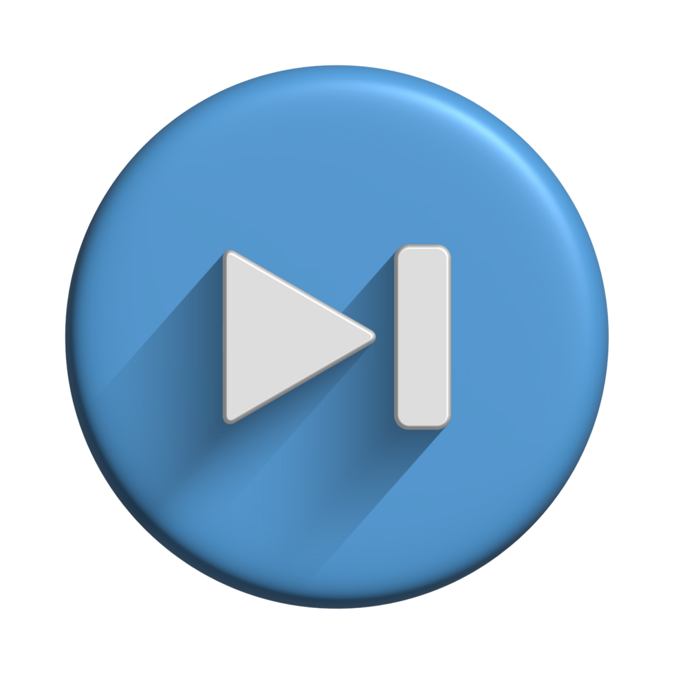 Media player icon audio symbol with 3d blue button design for element png