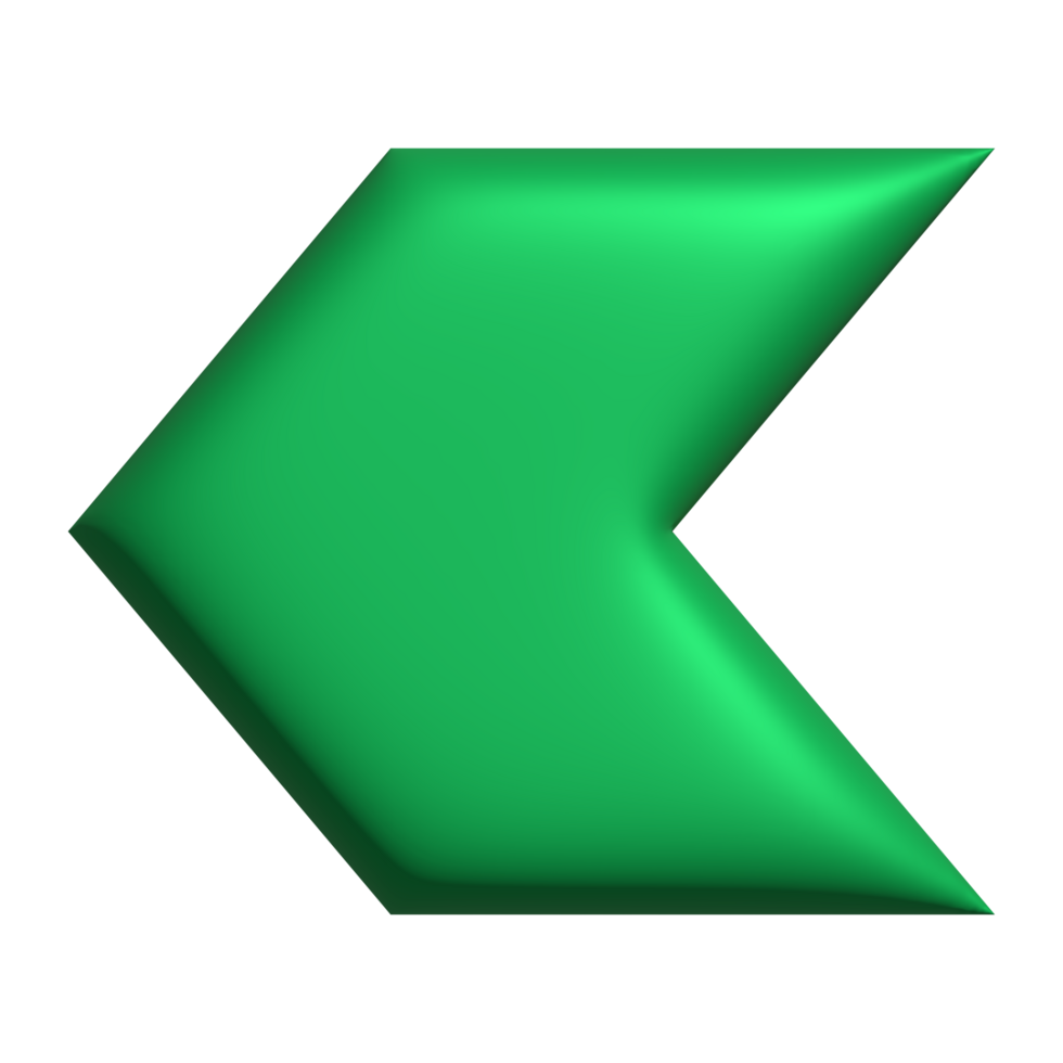 Green arrow pointing left direction symbol realistic 3d icon design for element png
