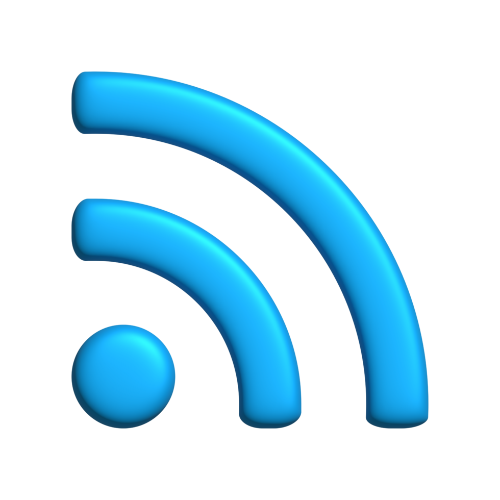 Realistic 3d icon wifi sign blue color design for element png