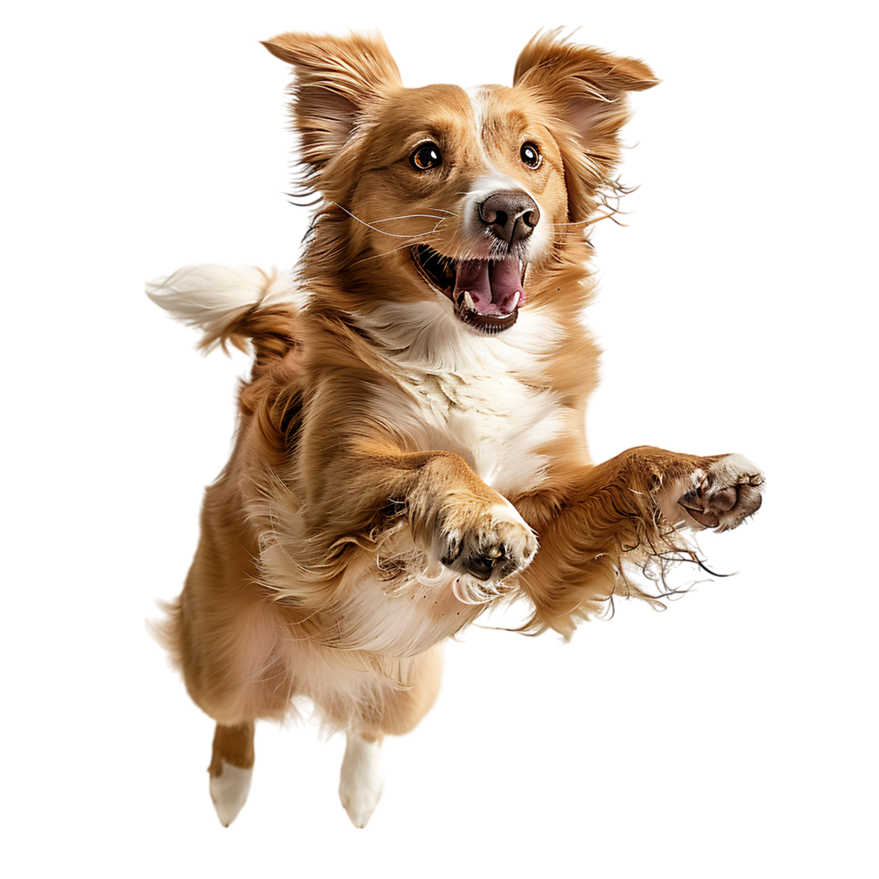 Isolated dog jumping on transparent background png