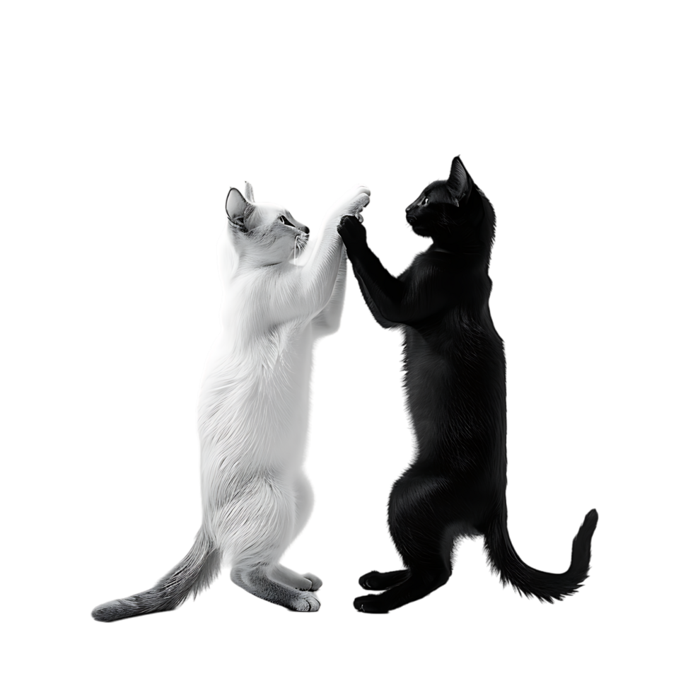 Siamese fighting alternating black and white over transparent background png
