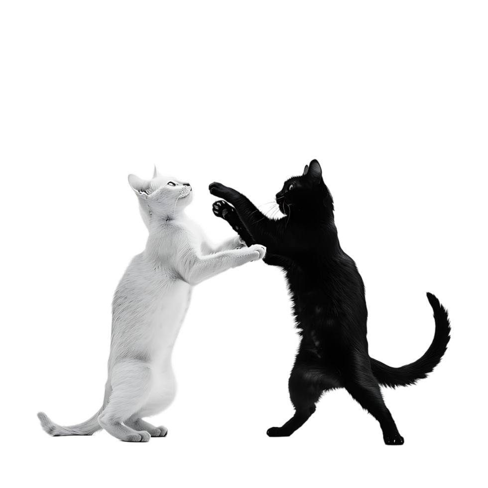 Siamese fighting alternating black and white over transparent background png