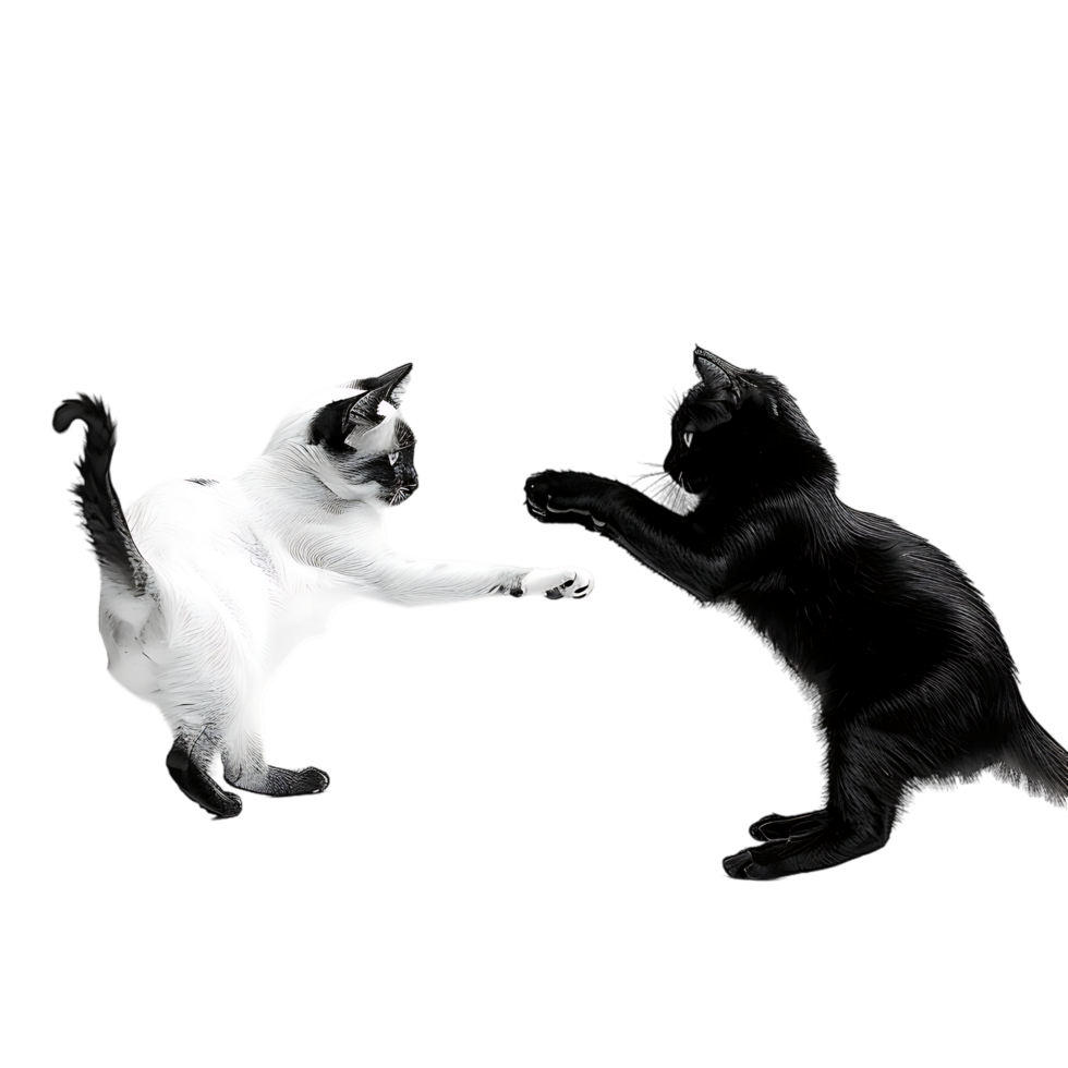 Siamese fighting alternating black and white over transparent background png