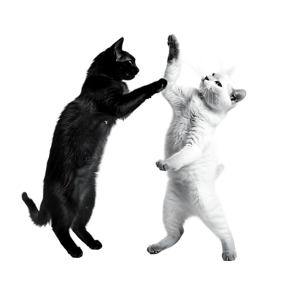 Siamese fighting alternating black and white over transparent background png