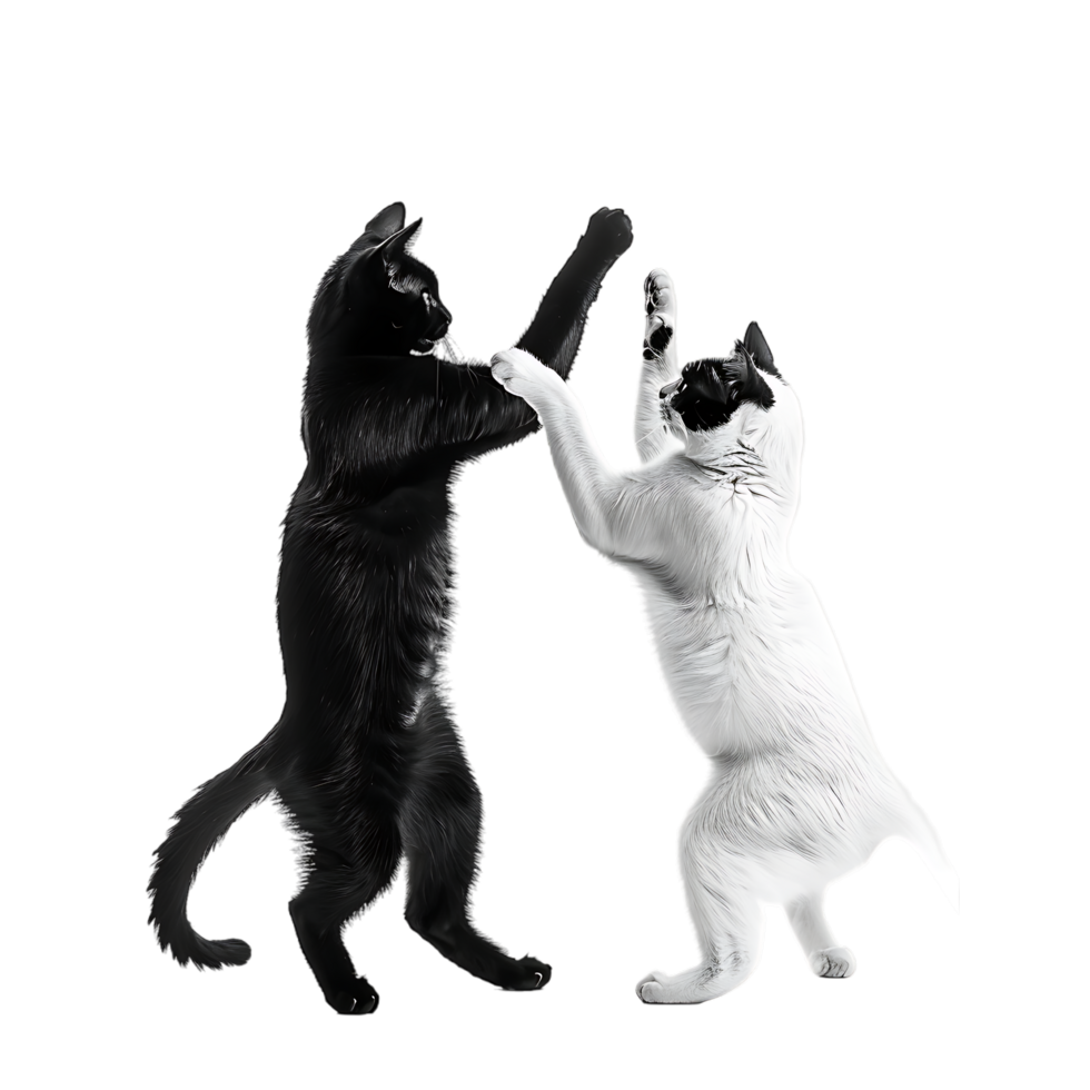 Siamese fighting alternating black and white over transparent background png
