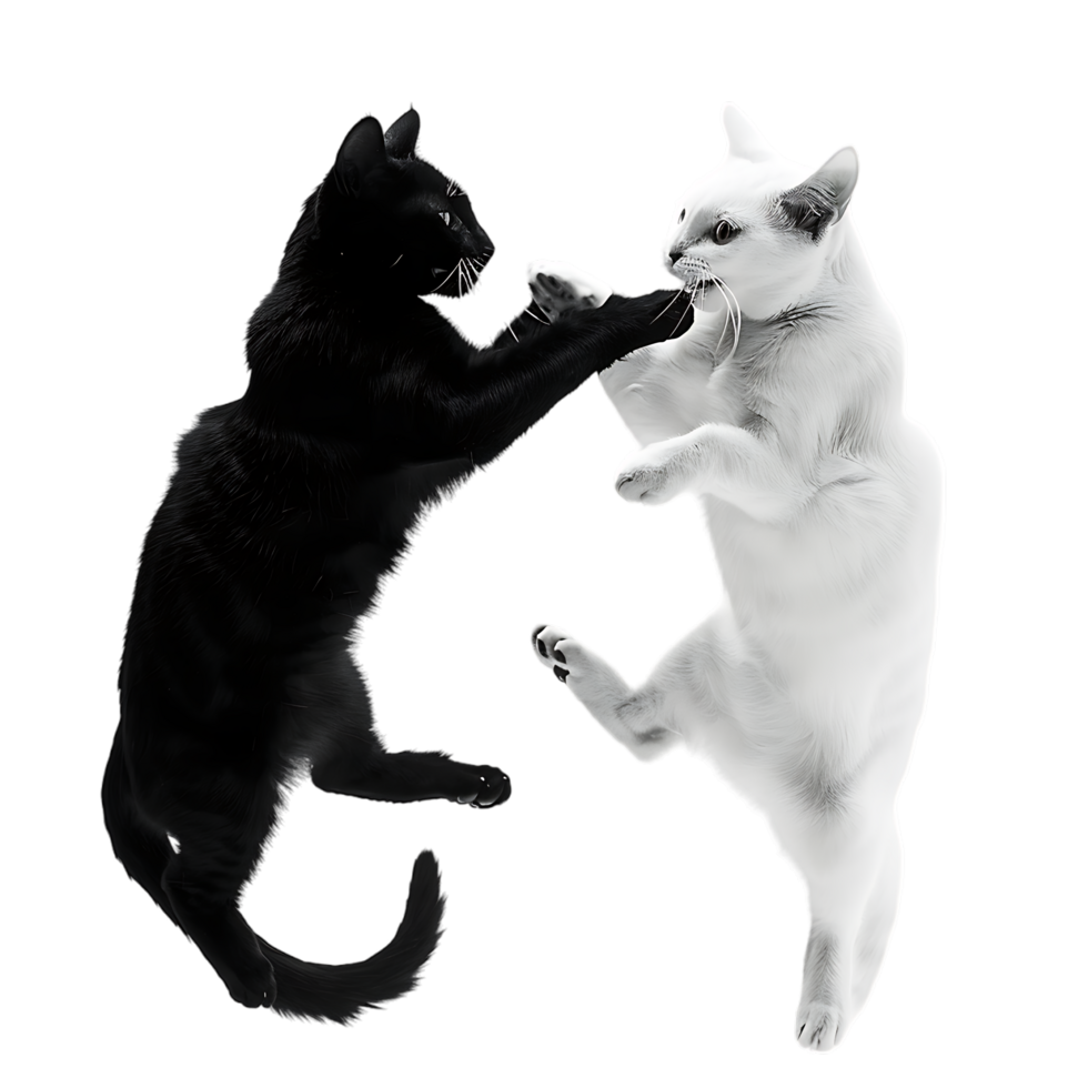 Siamese fighting alternating black and white over transparent background png
