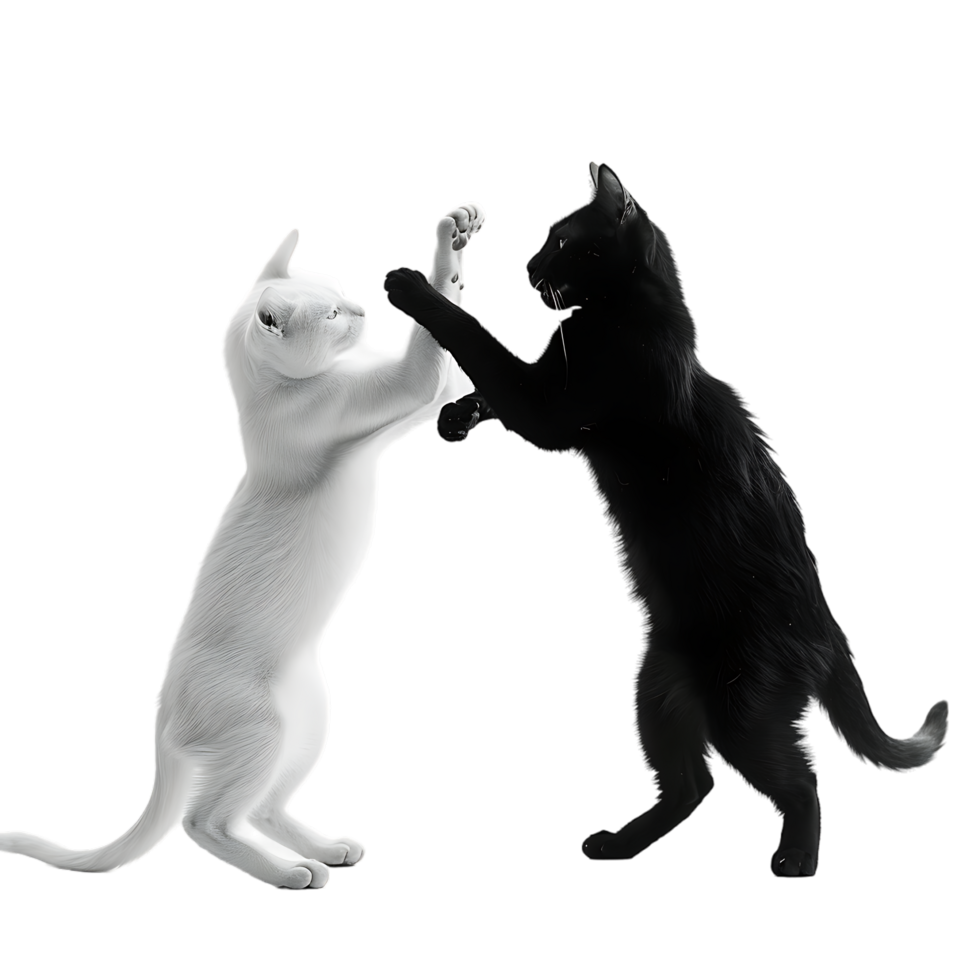 Siamese fighting alternating black and white over transparent background png