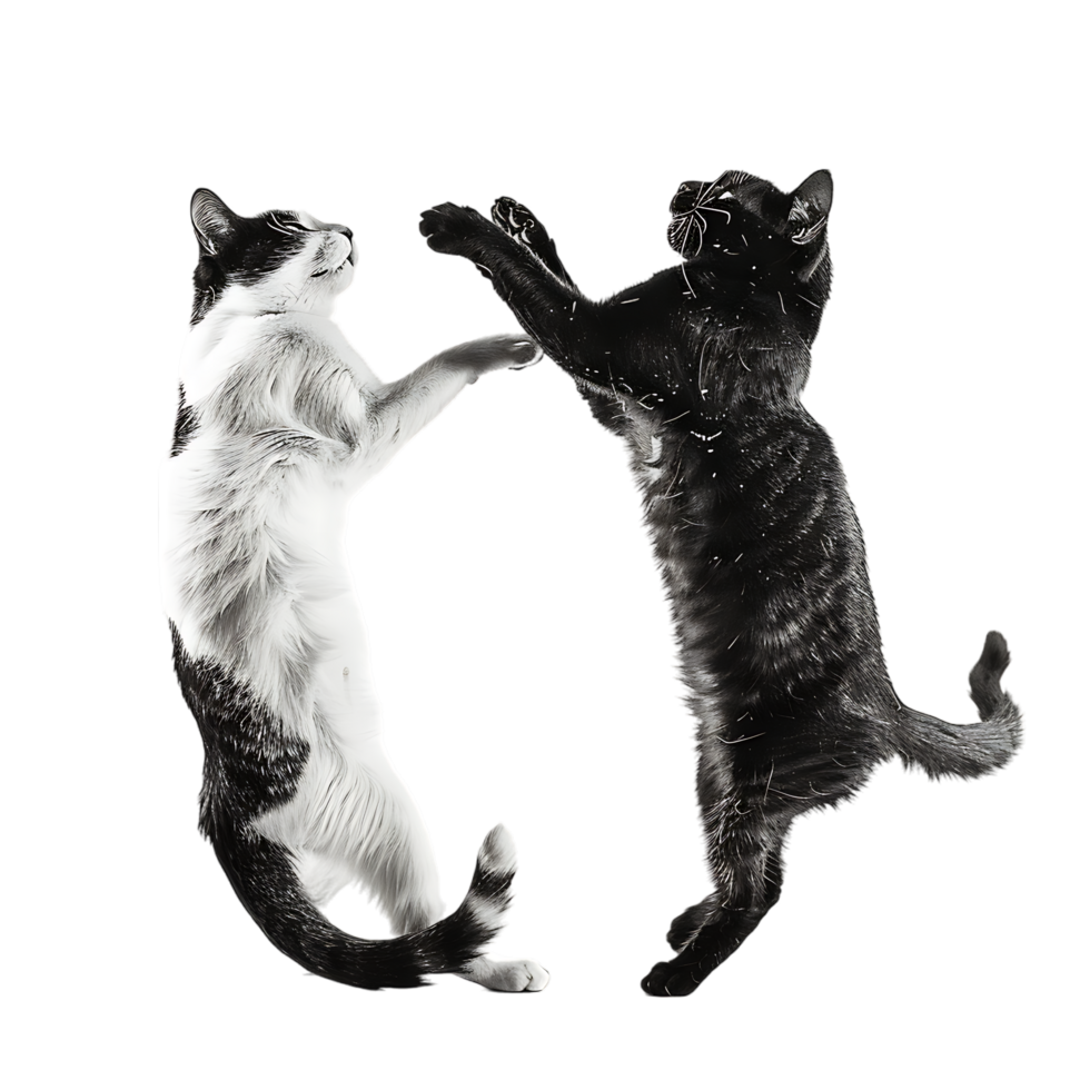 Siamese fighting alternating black and white over transparent background png