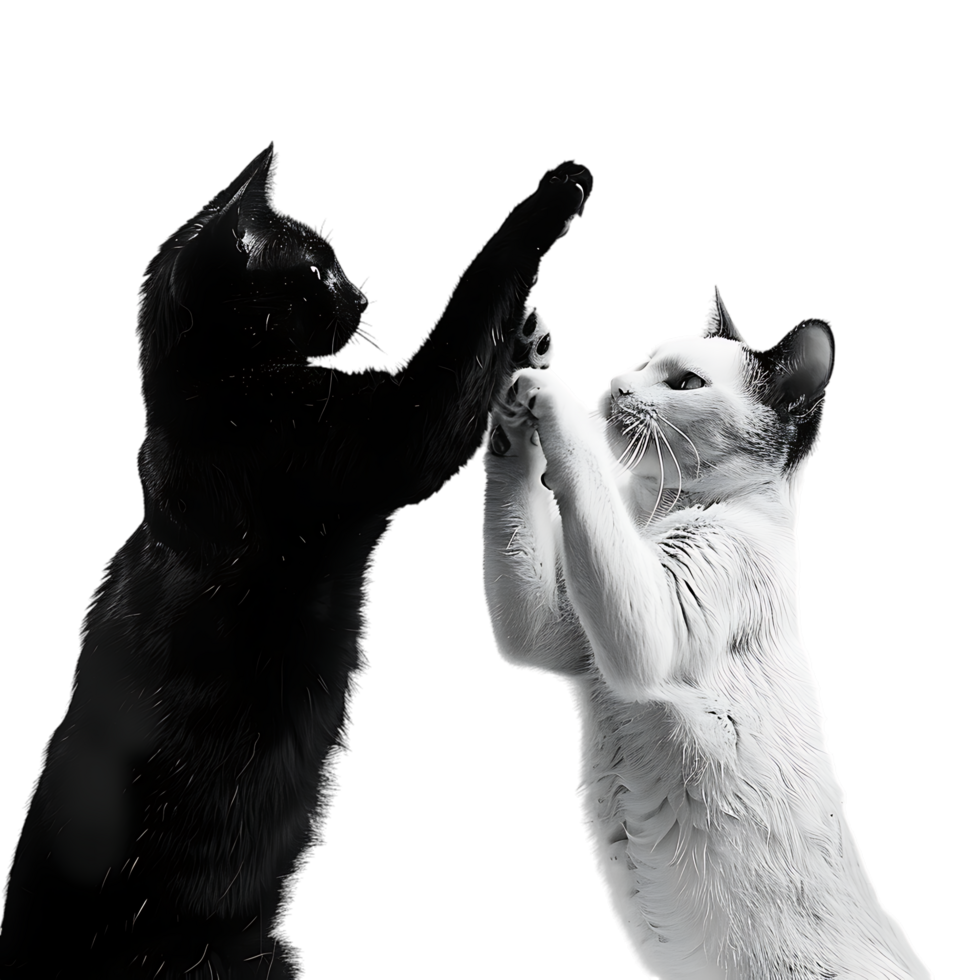 Siamese fighting alternating black and white over transparent background png