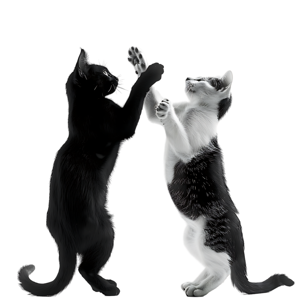 Siamese fighting alternating black and white over transparent background png