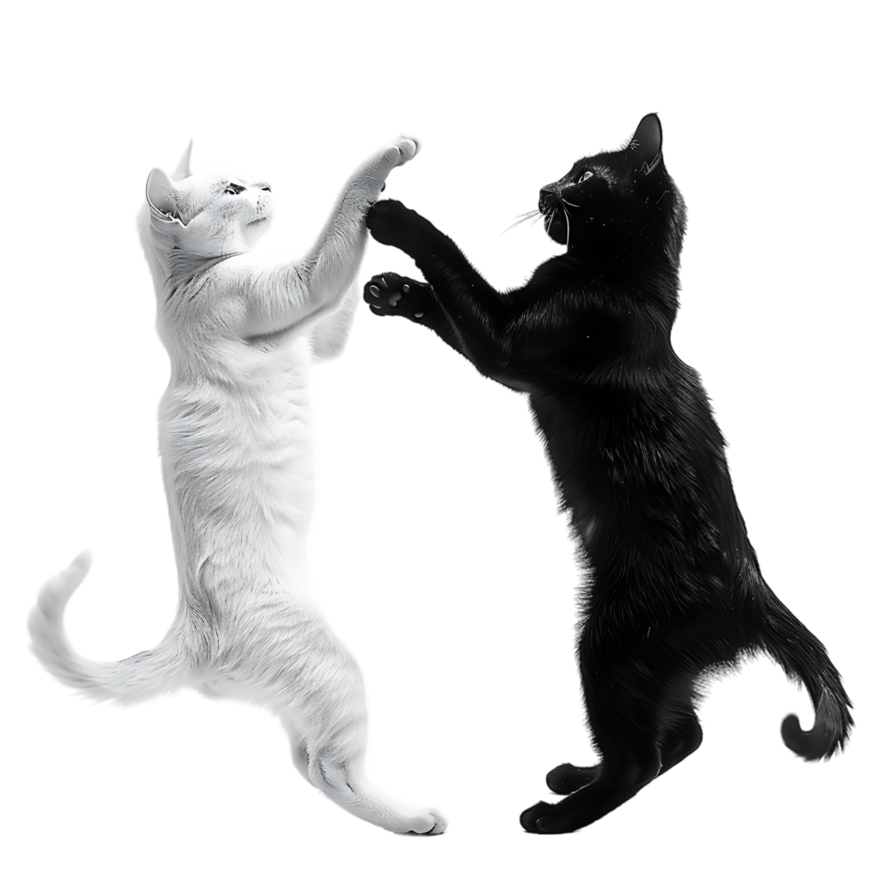 Siamese fighting alternating black and white over transparent background png