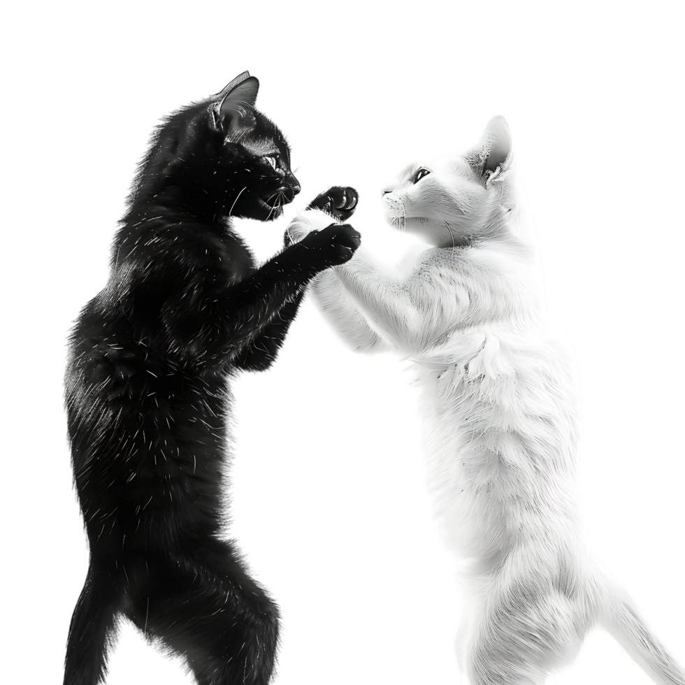 Siamese fighting alternating black and white over transparent background png