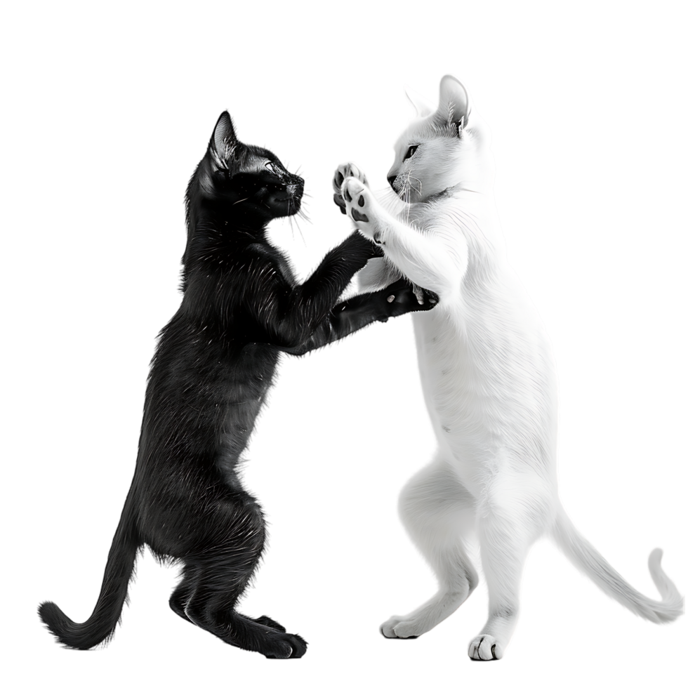 Siamese fighting alternating black and white over transparent background png