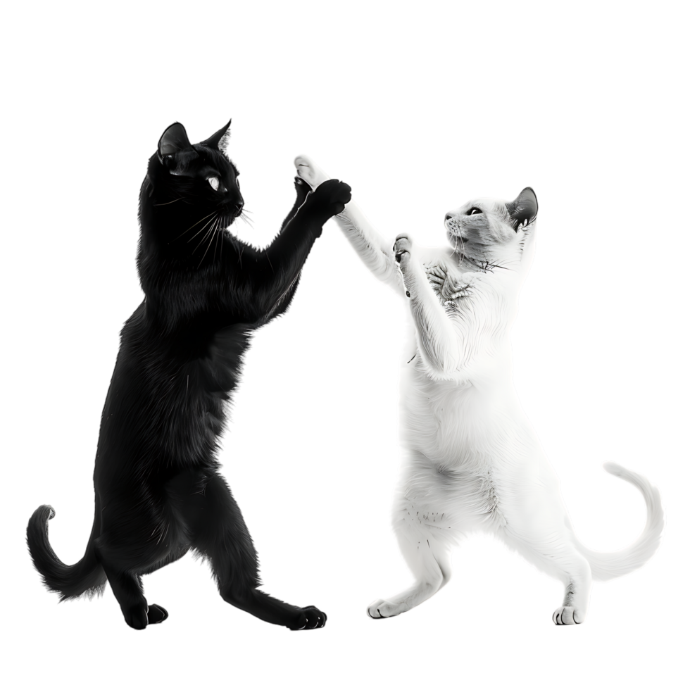 Siamese fighting alternating black and white over transparent background png