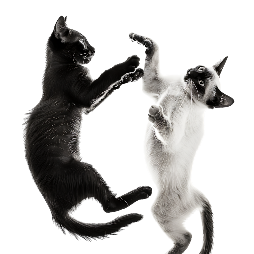 Siamese fighting alternating black and white over transparent background png