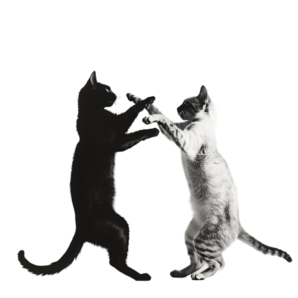 Siamese fighting alternating black and white over transparent background png