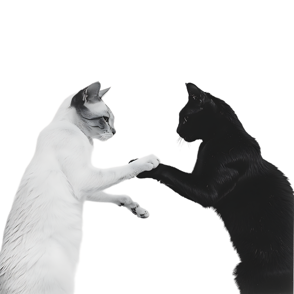 Siamese fighting alternating black and white over transparent background png
