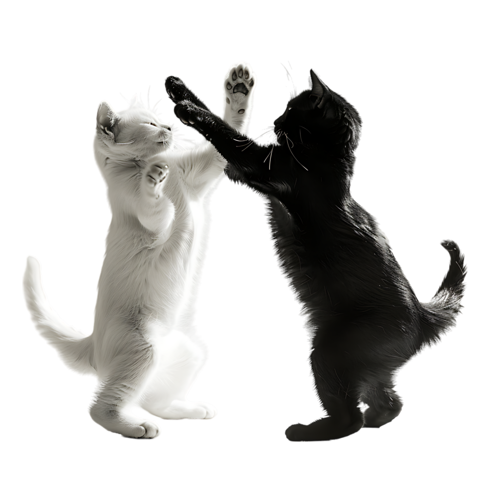 Siamese fighting alternating black and white over transparent background png
