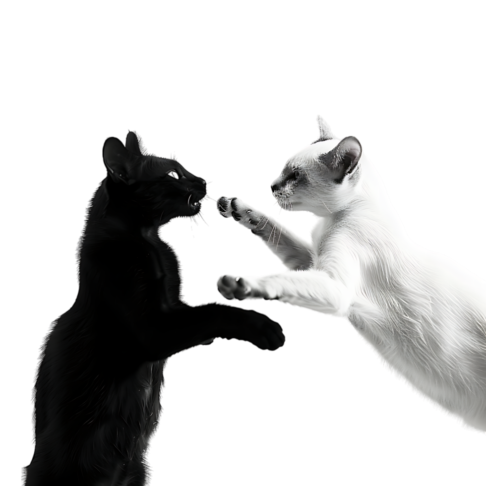 Siamese fighting alternating black and white over transparent background png