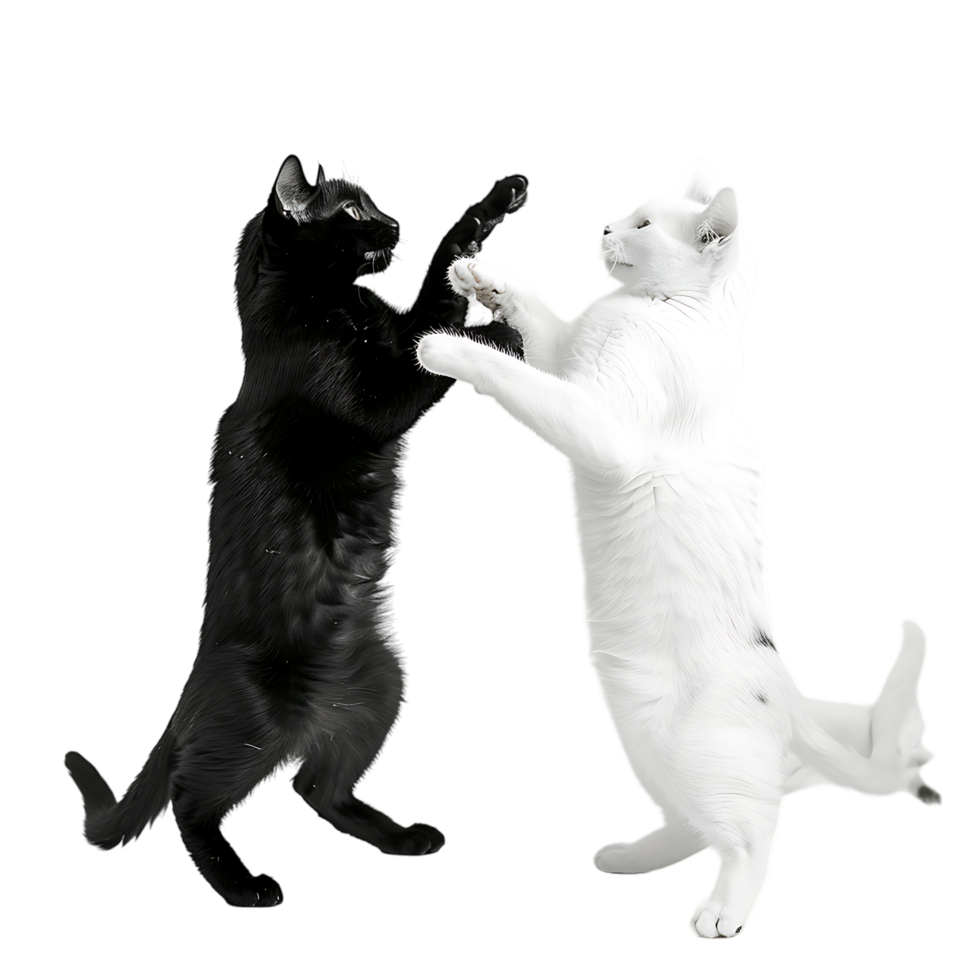Siamese fighting alternating black and white over transparent background png