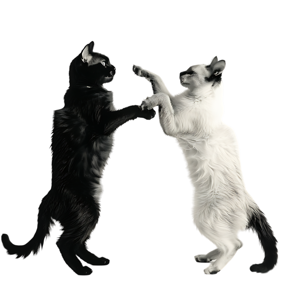 Siamese fighting alternating black and white over transparent background png