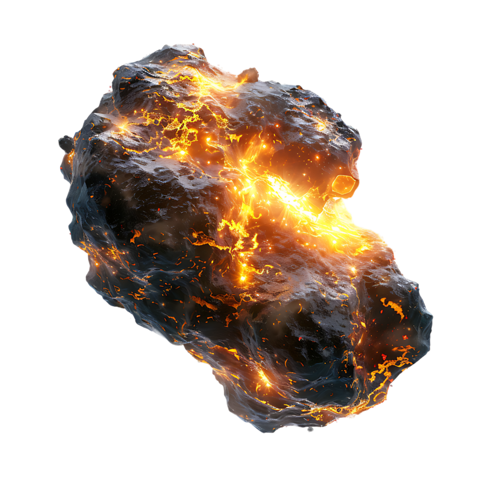 A meteorite's fiery descent is captured against a transparent canvas png