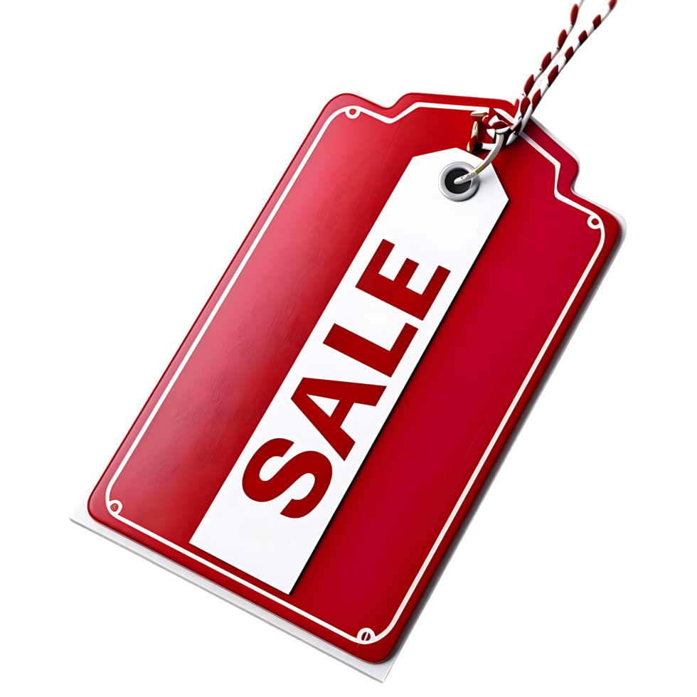 A vivid red label featuring a white counterpart boldly proclaims SALE png