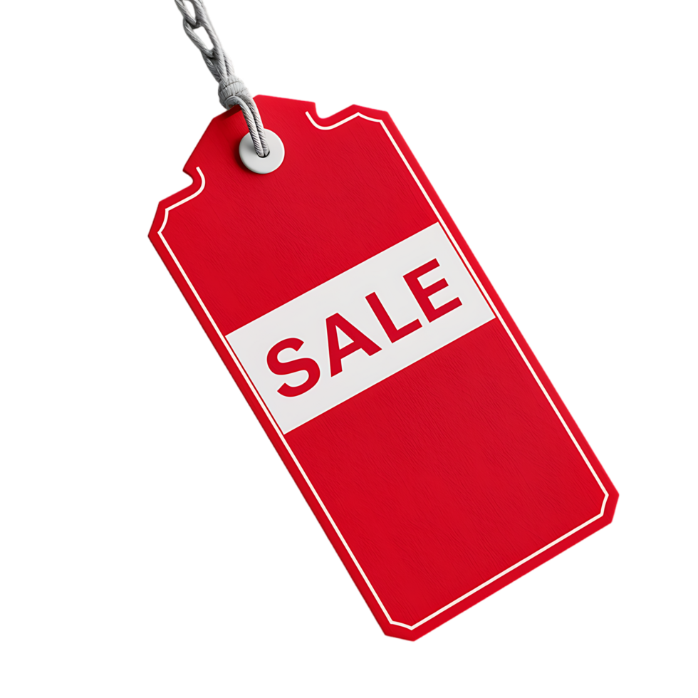 A vivid red label featuring a white counterpart boldly proclaims SALE png