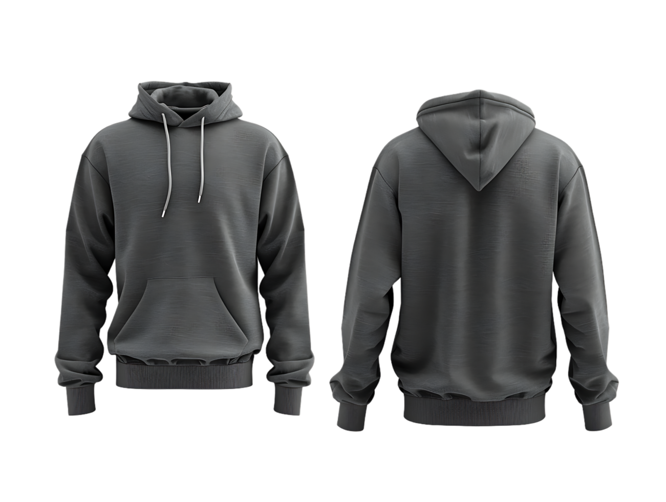 A set of hoodies showcasing both front and back views against a transparent background png