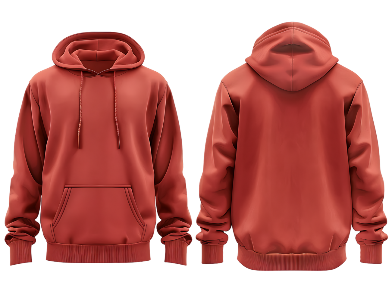 A set of hoodies showcasing both front and back views against a transparent background png