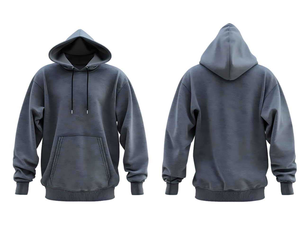 A set of hoodies showcasing both front and back views against a transparent background png