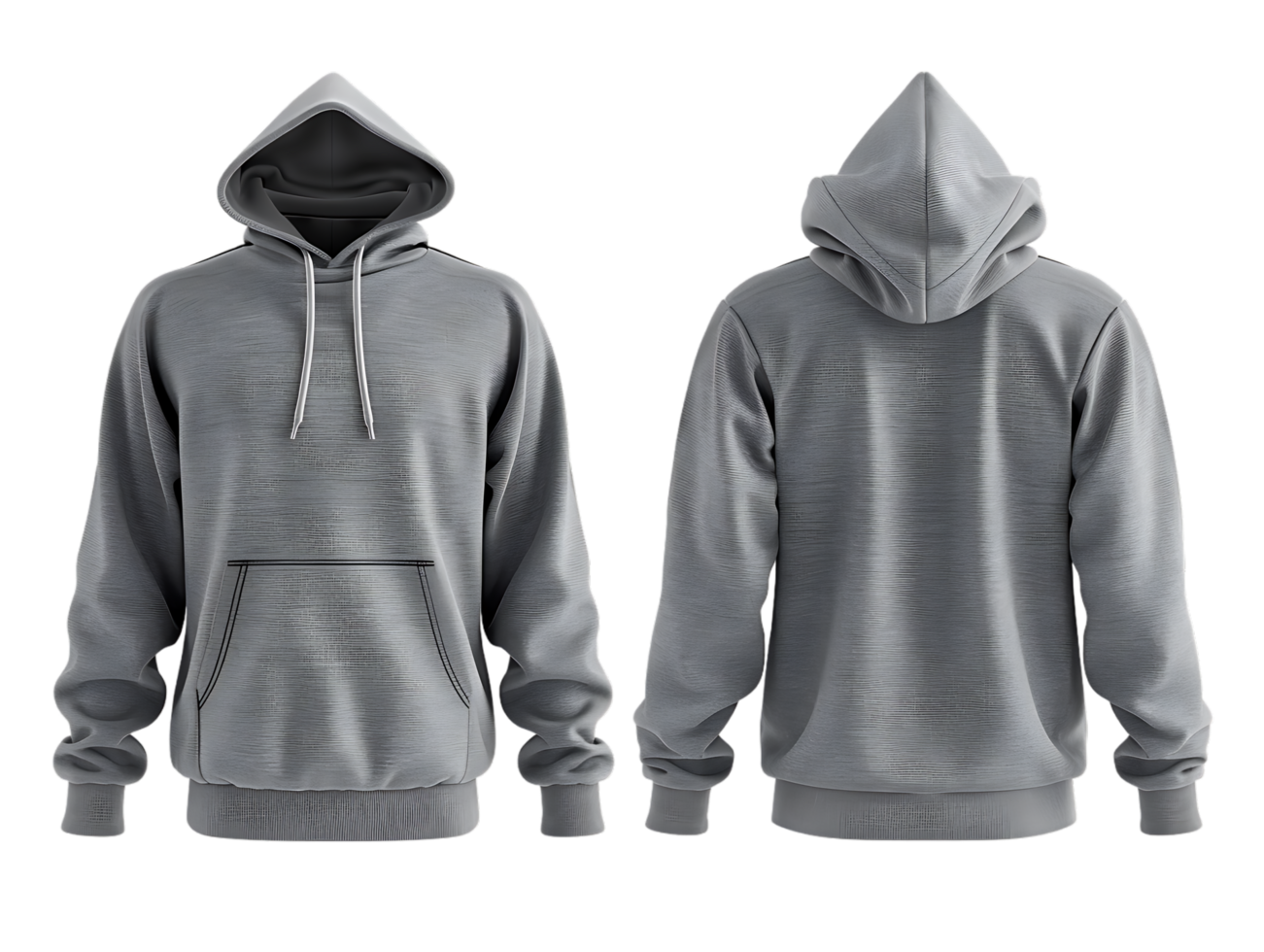 A set of hoodies showcasing both front and back views against a transparent background png