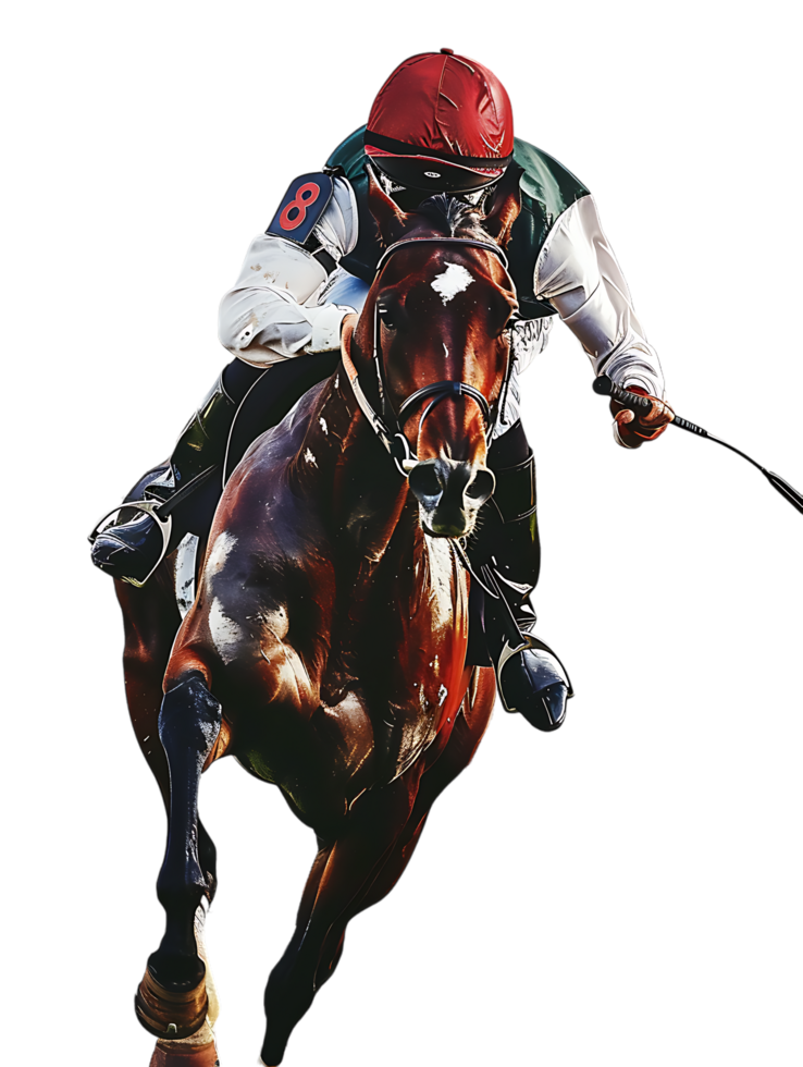 jockey with horse standing alone with a transparent background png