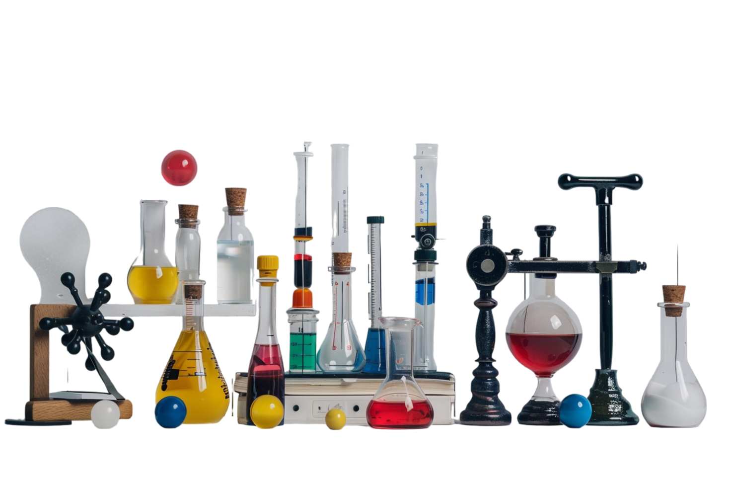 Isolated school science equipment on transparent background png