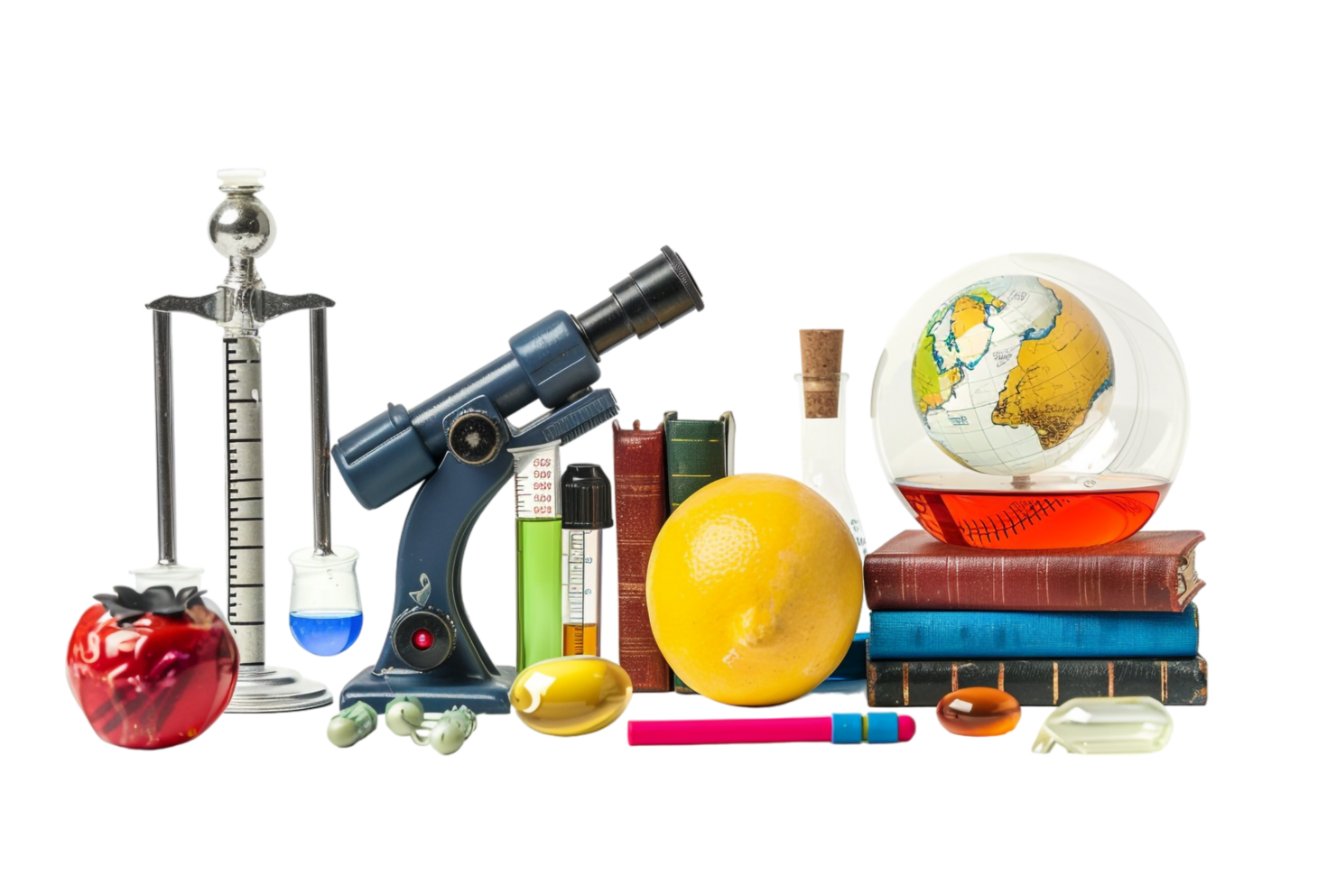Isolated school science equipment on transparent background png