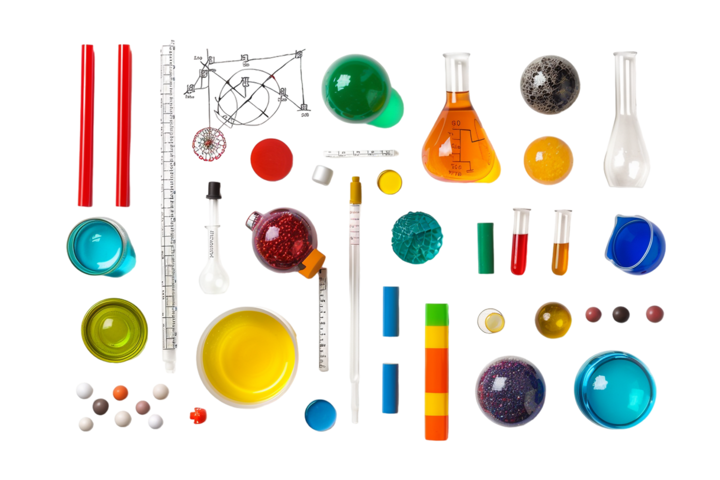 Isolated school science equipment on transparent background png