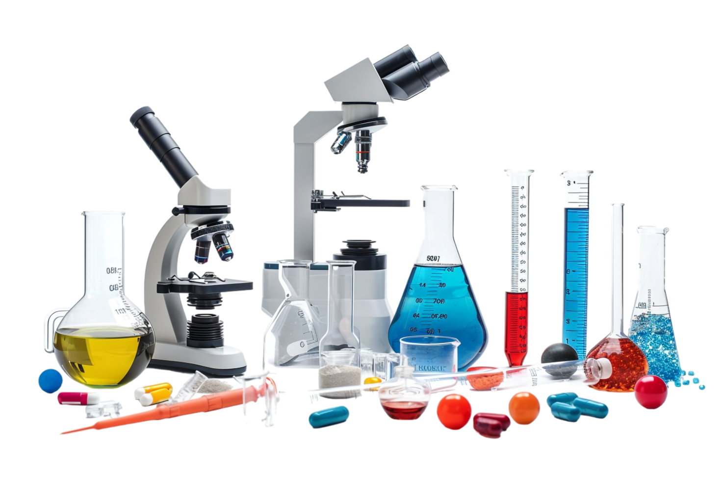 Isolated school science equipment on transparent background png