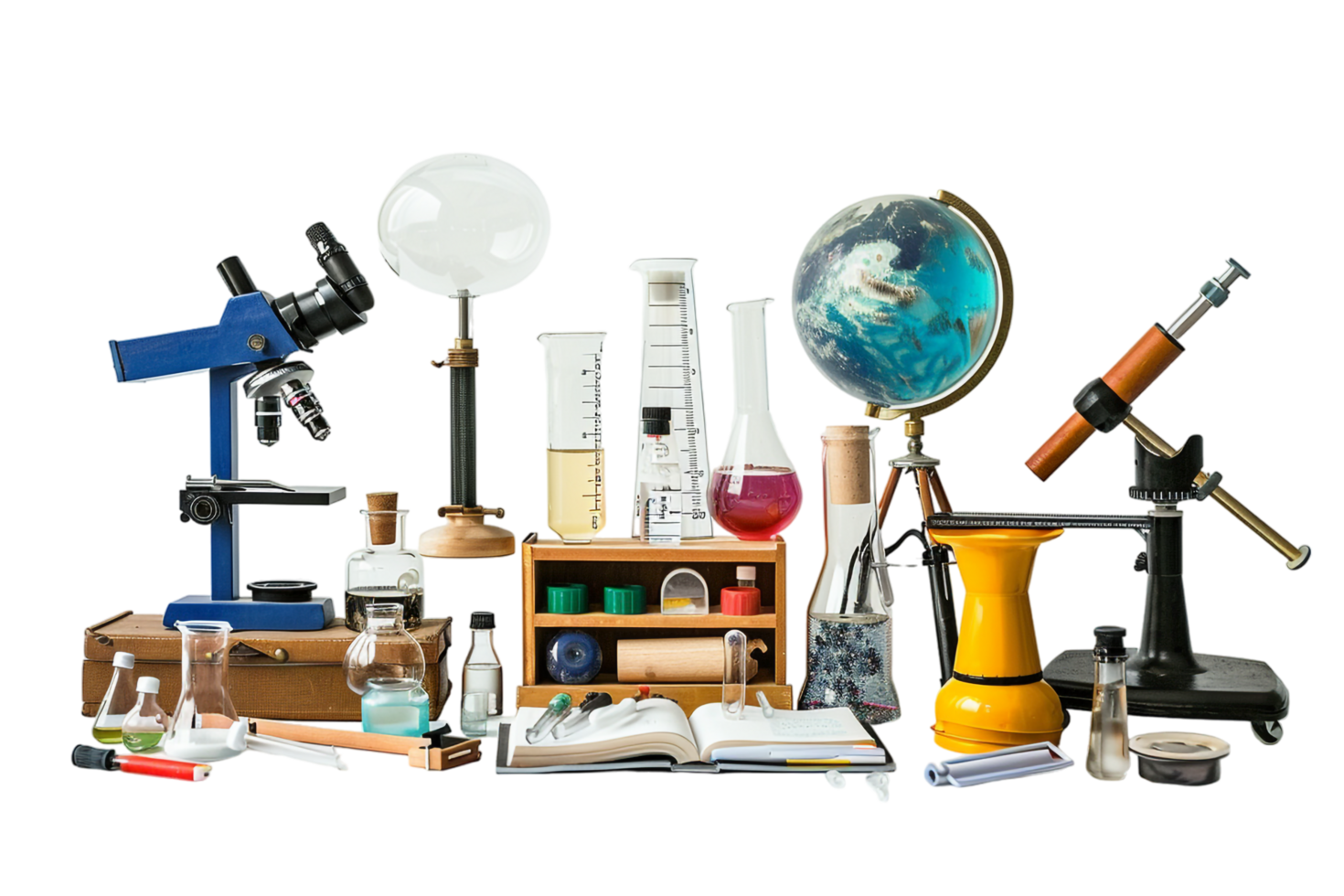 Isolated school science equipment on transparent background png