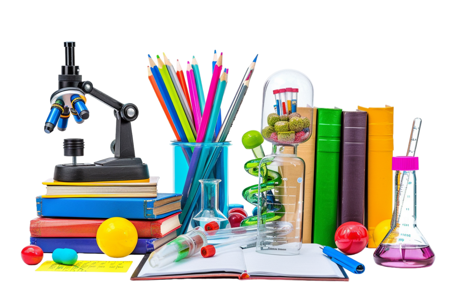 Isolated school science equipment on transparent background png
