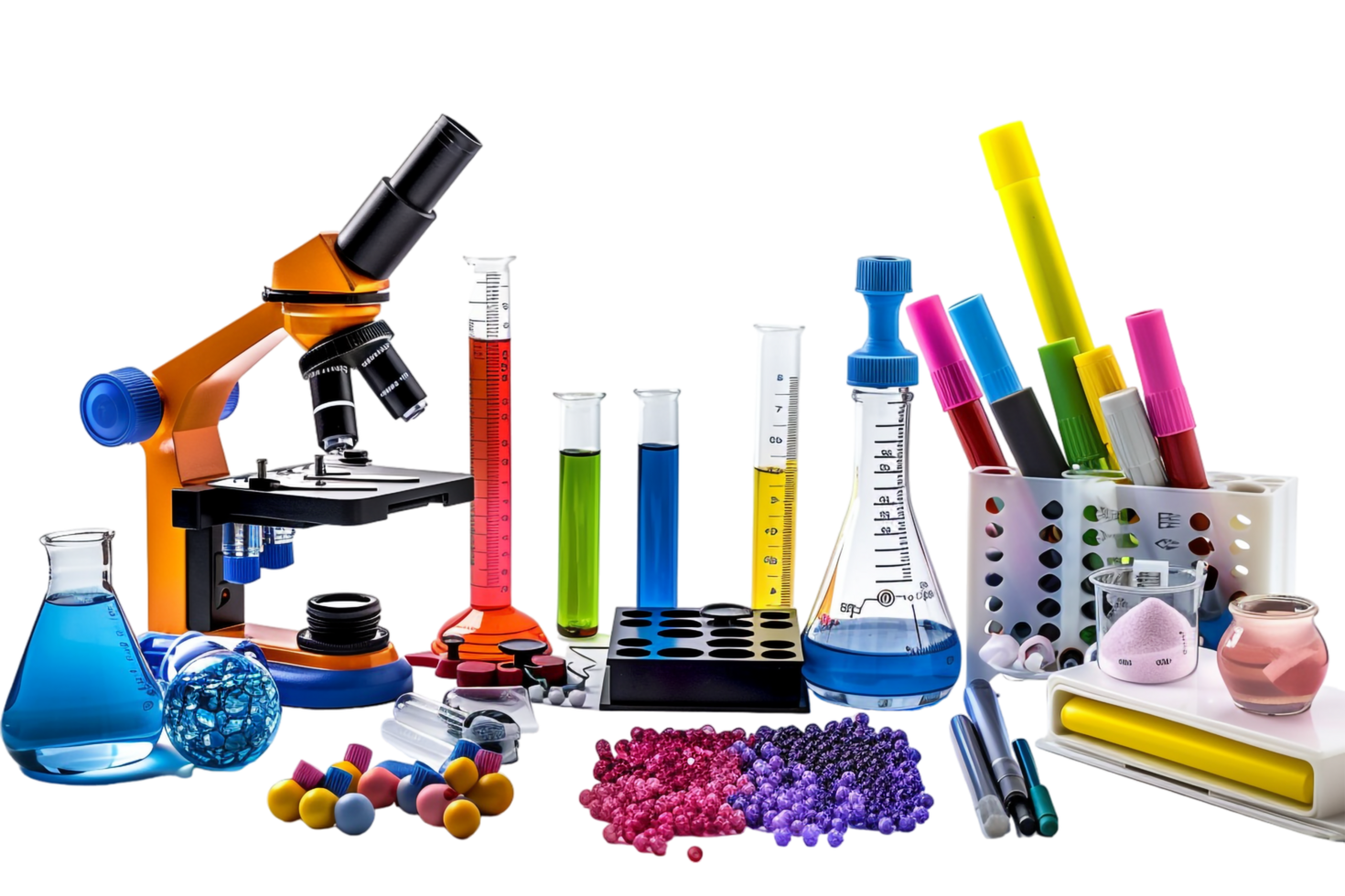 Isolated school science equipment on transparent background png