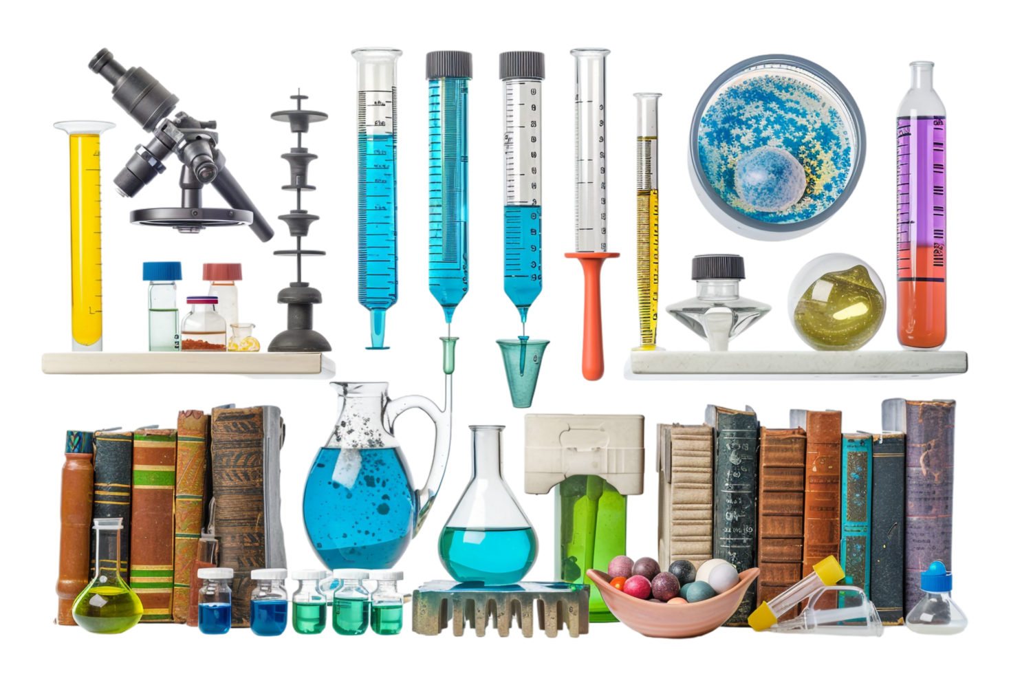 Isolated school science equipment on transparent background png