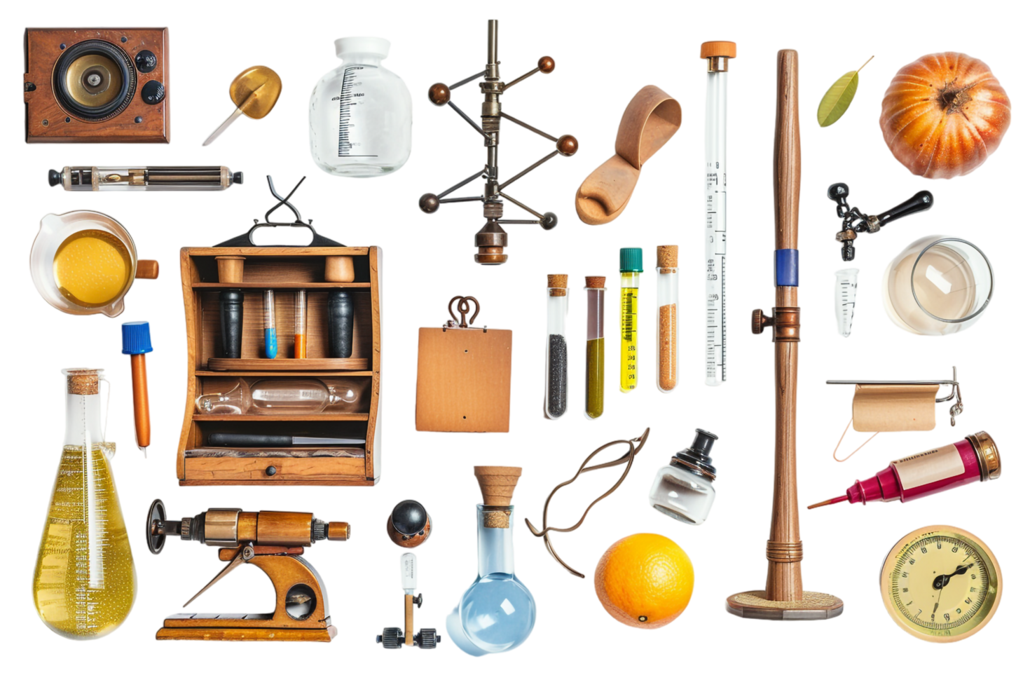 Isolated school science equipment on transparent background png