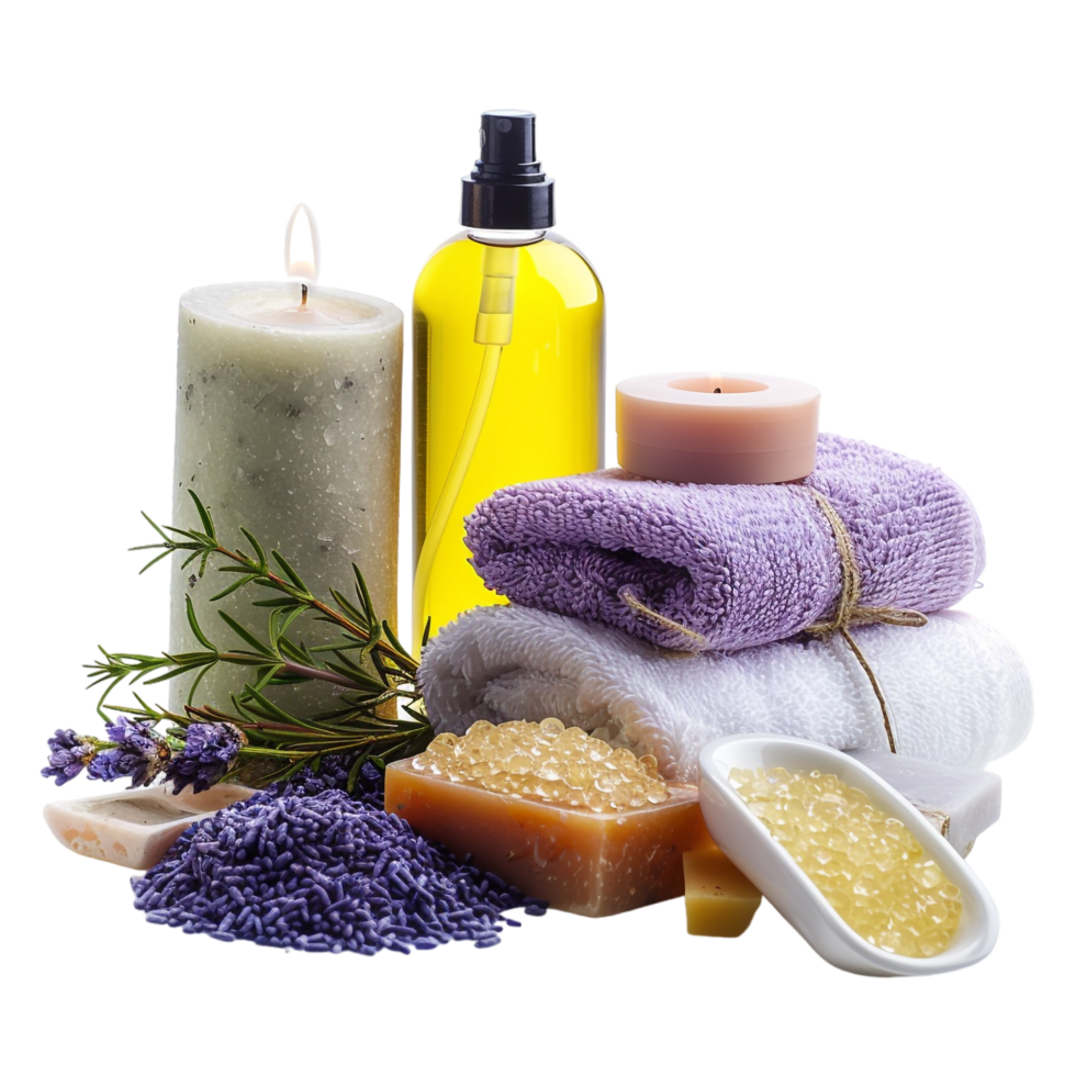 Isolated spa products on transparent background png